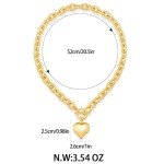 Heart Pendant Necklace & Gold Link Charm Bracelet