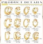 12 Pairs Chunky Gold Clip-On Hoop Earrings