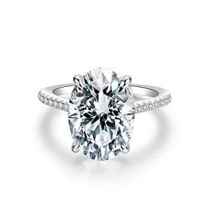 Elegant 925 Sterling Silver Oval-Cut Solitaire Ring