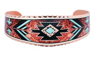 Turquoise & Maroon Native American Copper Cuff Bracelets