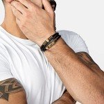 Stylish Men's Leather and Steel Bracelet Gift