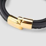 Stylish Men's Leather and Steel Bracelet Gift