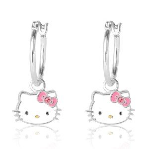 Hello Kitty Silver Plated Hoop Earrings