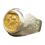 Men's 24K Gold Vermeil Owl Coin Signet Ring