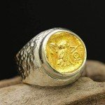 Men's 24K Gold Vermeil Owl Coin Signet Ring