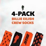 Billie Eilish Adult Crew Socks & Enamel Pins Set
