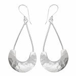 Hammered Sterling Silver Boho Crescent Dangle Earrings