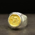 Men's 24K Gold Vermeil Owl Coin Signet Ring
