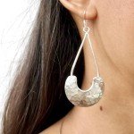 Hammered Sterling Silver Boho Crescent Dangle Earrings
