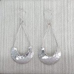 Hammered Sterling Silver Boho Crescent Dangle Earrings