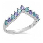 Swiss Blue Topaz & Tanzanite V Shape Ring
