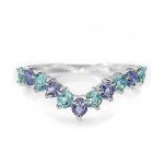 Swiss Blue Topaz & Tanzanite V Shape Ring