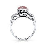 Boho Pink Rhodochrosite Flower Ring in Sterling Silver