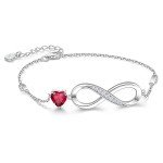 Infinity Heart Charm Bracelet in Sterling Silver