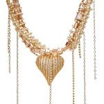 Gold Layered Heart Necklace With Pearls & Diamonds