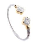Elegant Gold-Plated Clover Flower Cable Cuff Bracelet