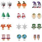 12 Pairs Hypoallergenic Holiday Clip-On Earrings