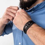 Men's Silver Leather Braided Bracelet Gift Box