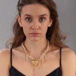 Gold Layered Heart Necklace With Pearls & Diamonds