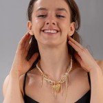 Gold Layered Heart Necklace With Pearls & Diamonds