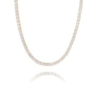 Gold Plated Tennis Necklace with Iced Out Zirconia