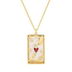 Lovers Tarot Card Gold Pendant Necklace