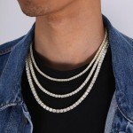 Gold Plated Tennis Necklace with Iced Out Zirconia