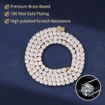 Gold Plated Tennis Necklace with Iced Out Zirconia