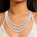 Gold Plated Tennis Necklace with Iced Out Zirconia