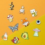 80-Pack Mixed Enamel Brooches and Pins Set
