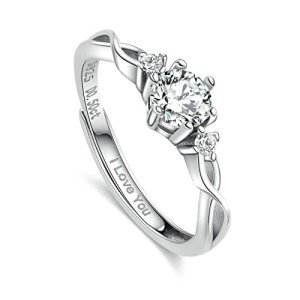 Moissanite Promise Ring for Women in Sterling Silver