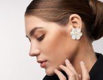 Stunning White Mother of Pearl Flower Clip-On Earrings