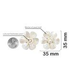 Stunning White Mother of Pearl Flower Clip-On Earrings