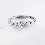 Moissanite Promise Ring for Women in Sterling Silver