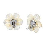 Stunning White Mother of Pearl Flower Clip-On Earrings