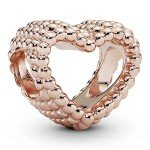 PANDORA Rose Gold Beaded Open Heart Charm
