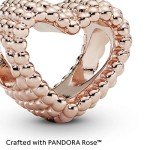 PANDORA Rose Gold Beaded Open Heart Charm