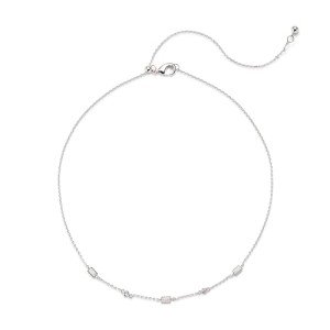 Silver & White Opal Gem Choker with Extender
