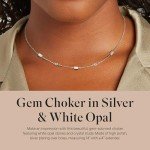 Silver & White Opal Gem Choker with Extender