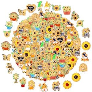 100 Pcs Cute Sunflower & Bee Enamel Pins