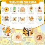 100 Pcs Cute Sunflower & Bee Enamel Pins