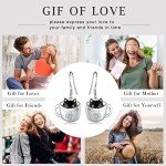 Cute Black Cat Dangle Earrings in Sterling Silver