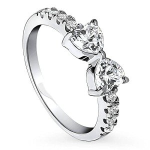 Sterling Silver Bow Tie CZ Heart Ring Size 8