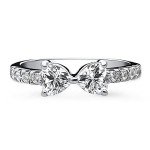 Sterling Silver Bow Tie CZ Heart Ring Size 8