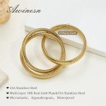 Gold Stretch Bangles Set for Women - 3 Pack