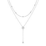 Sterling Silver Double Layer Star Drop Necklace