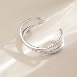 Stylish Double-Layer Silver Cuff Bracelet for Women