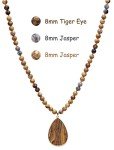 Trendy 32-Inch Jasper Beaded Pendant Necklace