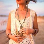 Trendy 32-Inch Jasper Beaded Pendant Necklace