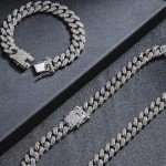 Sparkling Silver Cuban Link Necklace & Bracelet Set